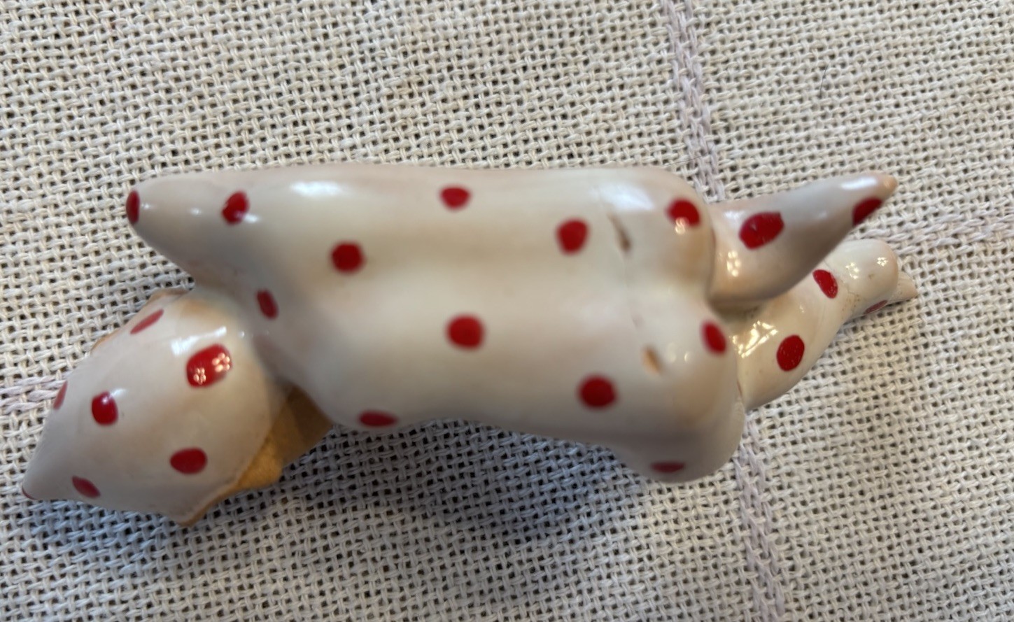 Vintage Sleeping Pixie Elf Figurine Polka Dot Pajamas