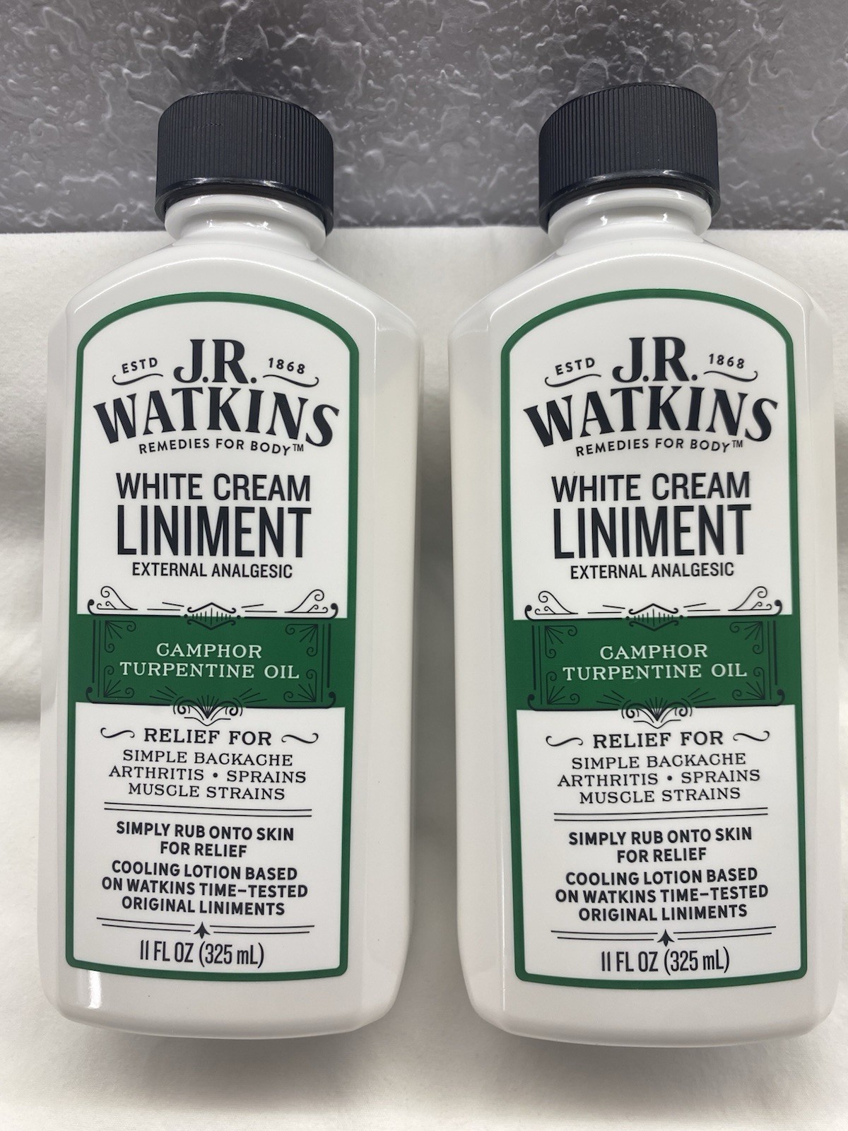 2 Bottles JR Watkins White Cream Liniment Exp2024 Ext Analgesic
