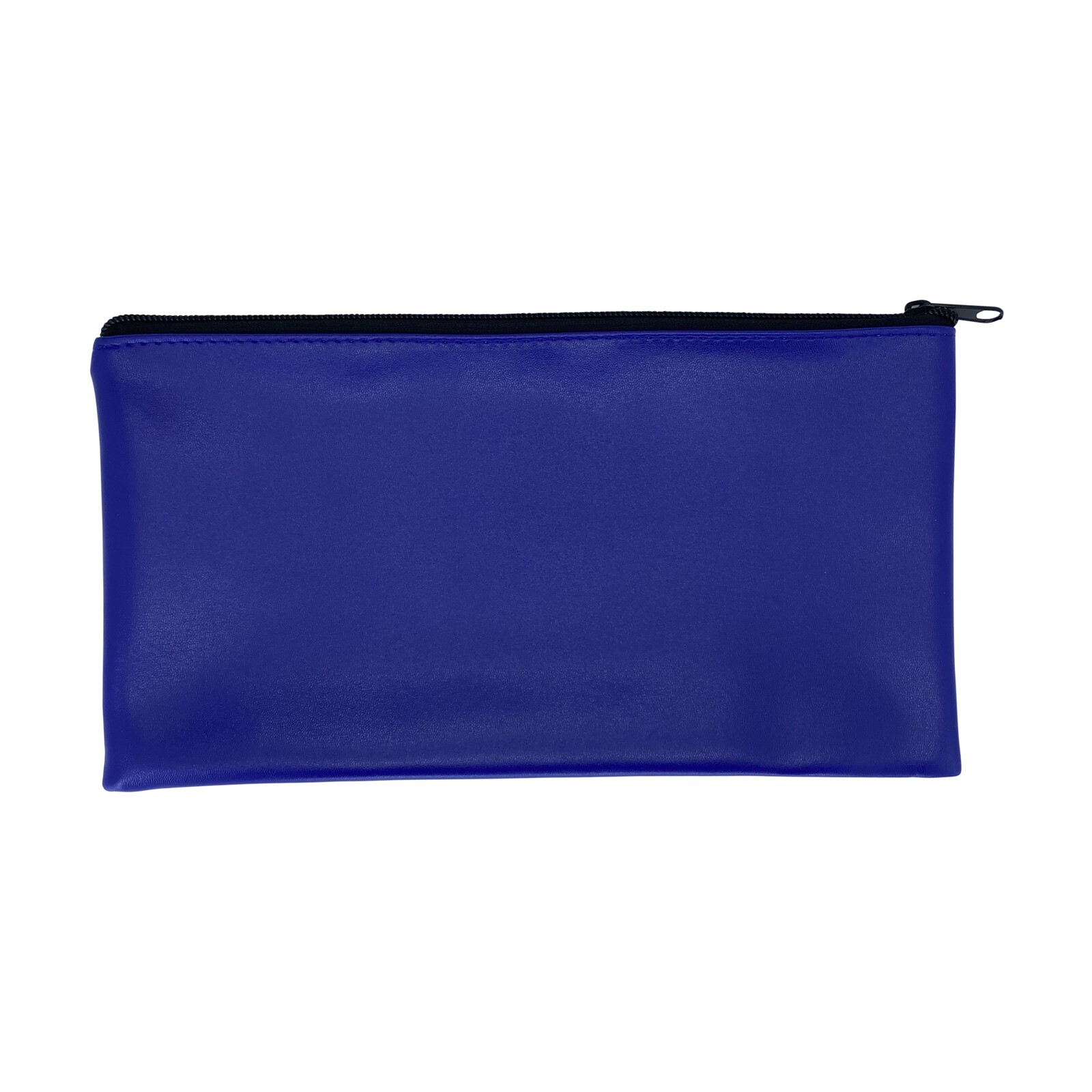 Blue Zippered Vinyl Bank Deposit Money Bag Cash Coins Organizer Pouch 11″ x 6″
