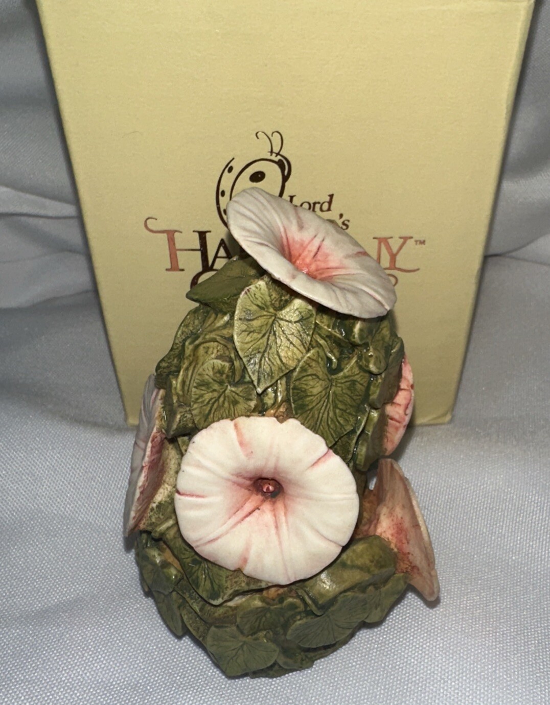 Lord Byron’s Harmony Garden Ladybug MORNING GLORY Crushed Marble Sculpture VTG