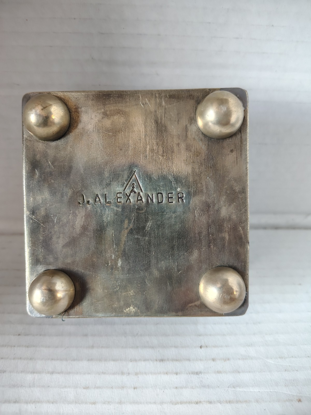 J. Alexander Rustic Silver Square Stamped Rose Box WJA-028 Trinket Keepsake