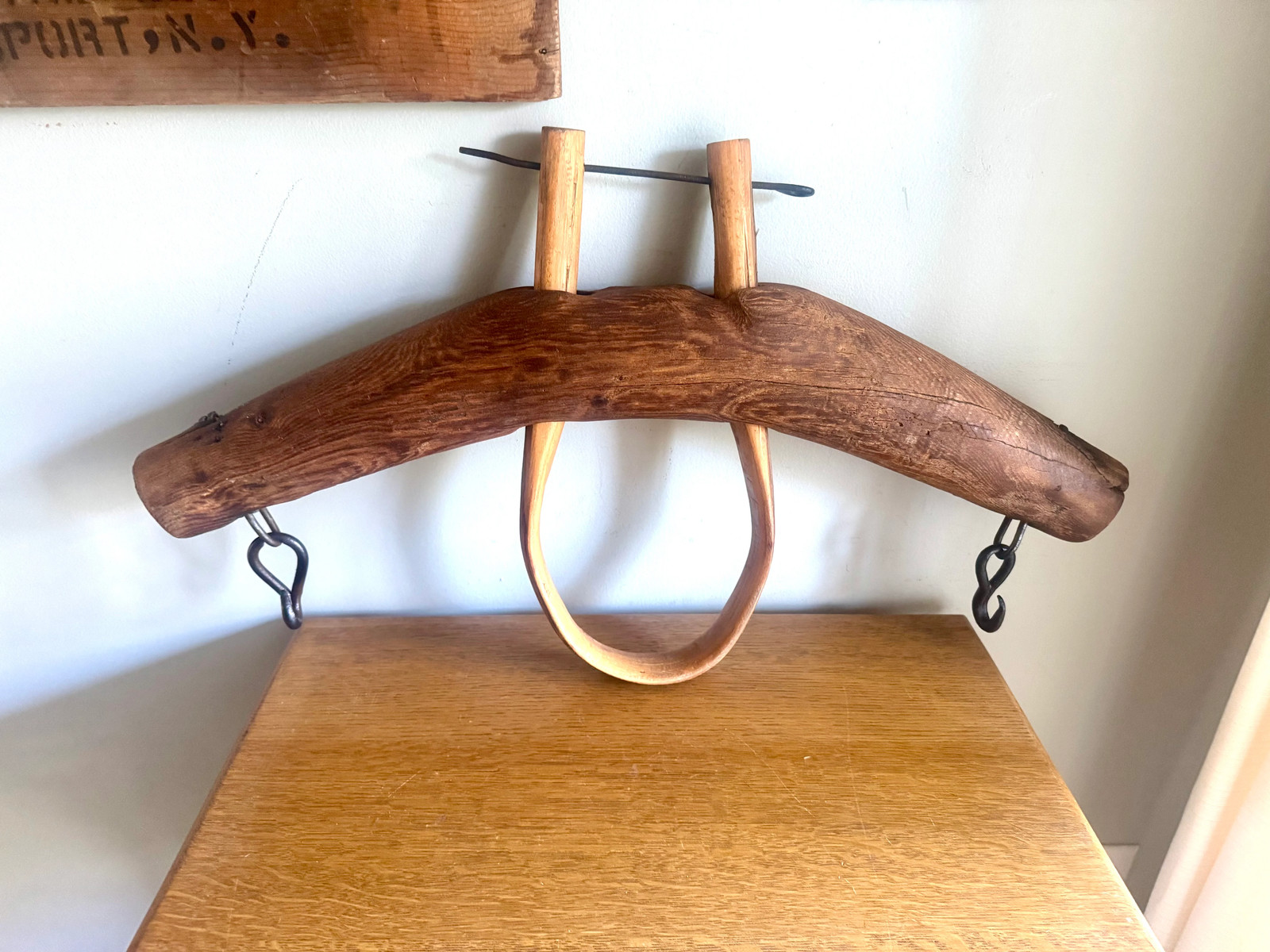Antique Single Ox Yoke | Large Ox Yoke | Rustic Wood and Steel Single Ox Yoke
