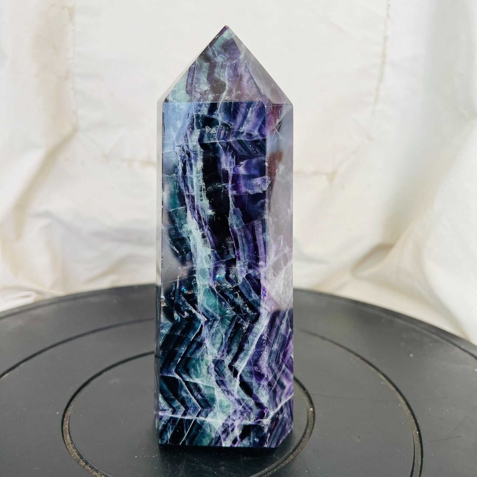 2.97LB Polishing and healing of natural colored fluorite crystal tower 1350g
