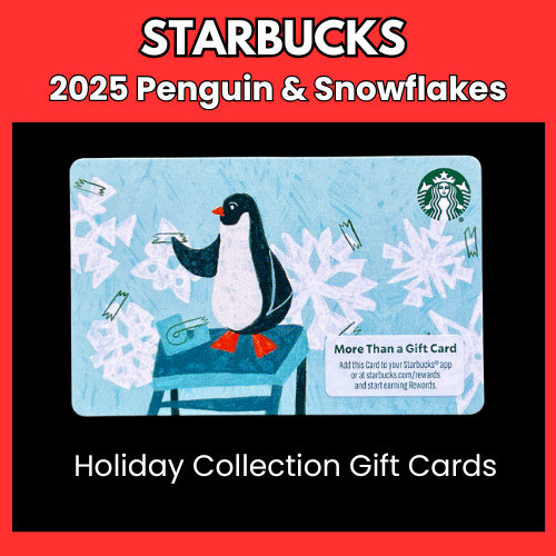 2025 PENGUIN & SNOWFLAKES STARBUCKS Holiday Christmas Collectible Cards