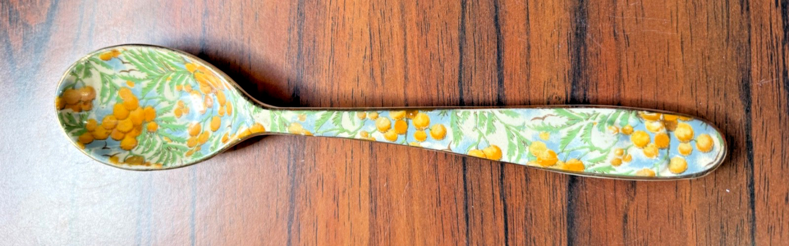 Antique Chintz English porcelain large spoon with Florida oranges design