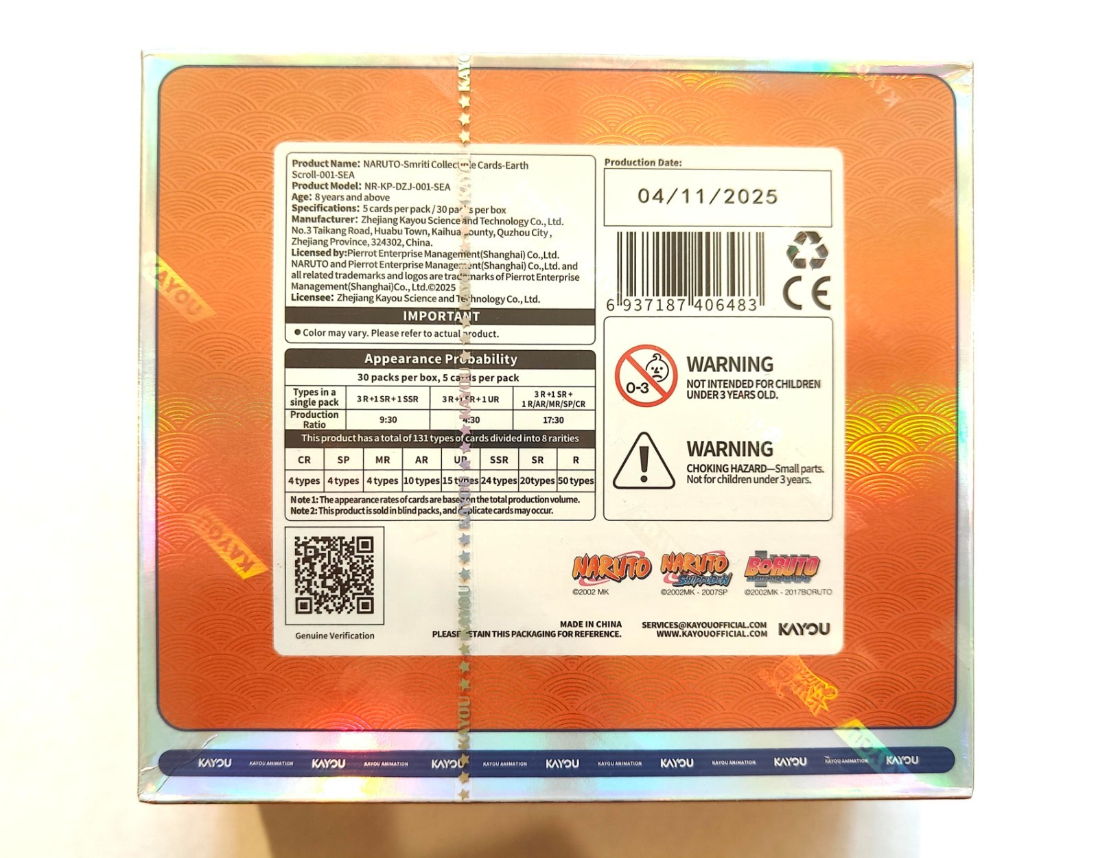 KAYOU NARUTO-Smriti Collectible Cards Earth Scroll English Version