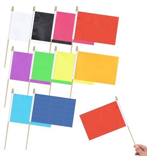 10Pcs Small White Red Blue Black Orange Yellow Green Pink Sky Blue Flags