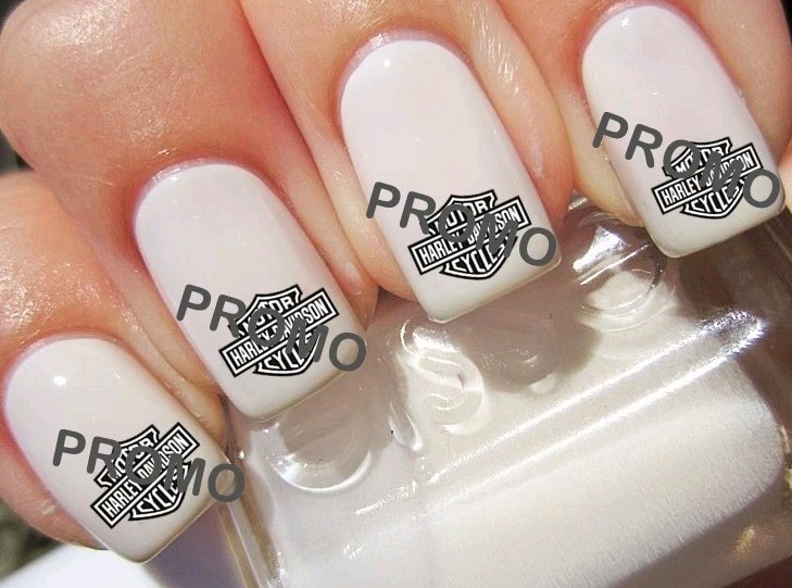 Black And White Harley Motorcycle Salon Quality Nail Art Decals