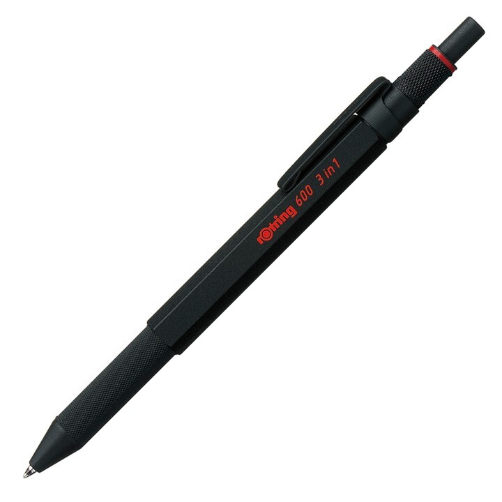 Rotring 600 3-In-1 Multi Pen Black & Red Pen .5 Pencil Black 2164108 New In Box