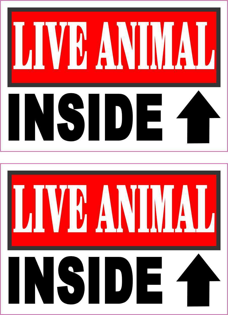 3in x 2in Live Animal Inside Vinyl Stickers Carrier Crate Kennel Pet Sign Decals