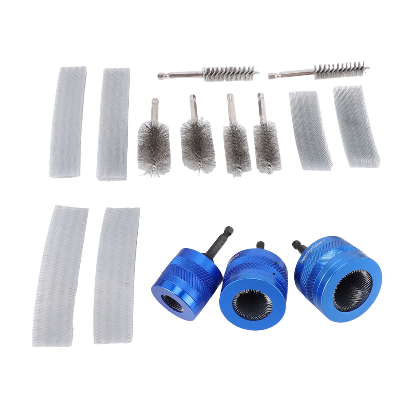 Copper Pipe Cleaner Set For Drill 1/2 3/4 1 Tube Cleaning Tool Kit For Copper
