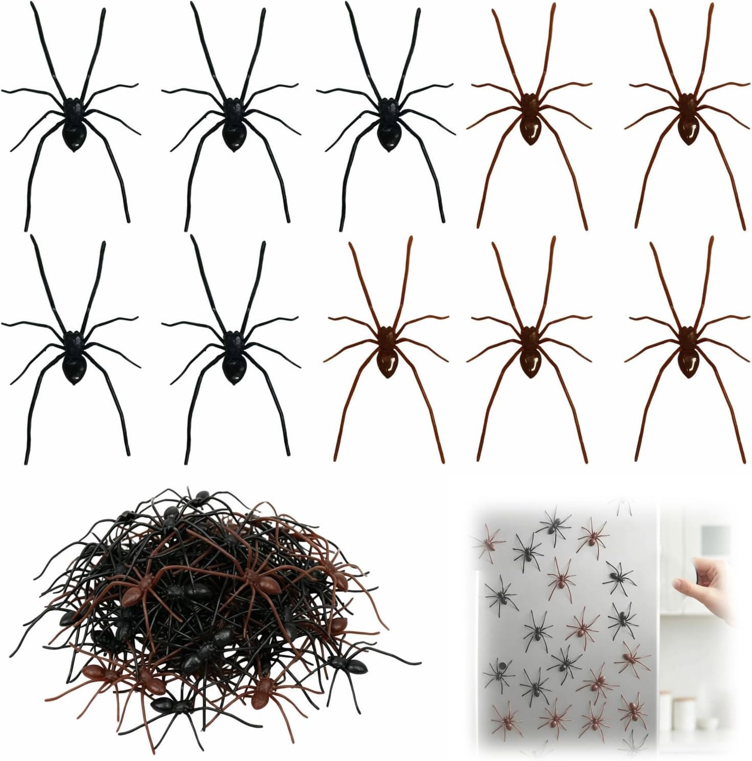 10PCS 3D Spiders Fridge Magnet Realistic Magnetic Spiders for Halloween Pranks