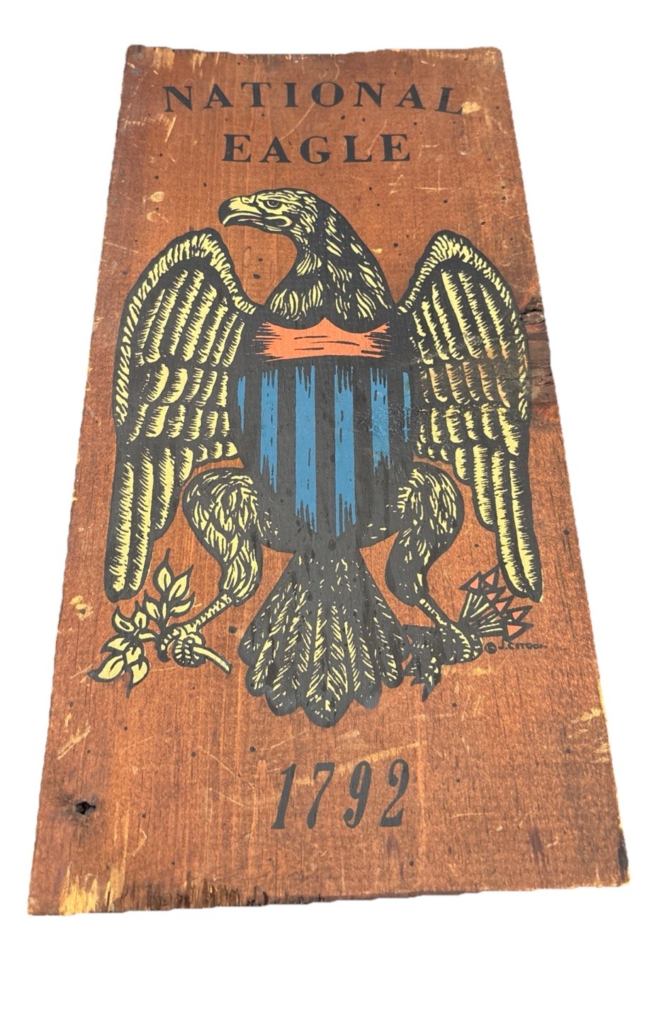 Rare Antique “American Eagle Tavern Wood Sign 1792”