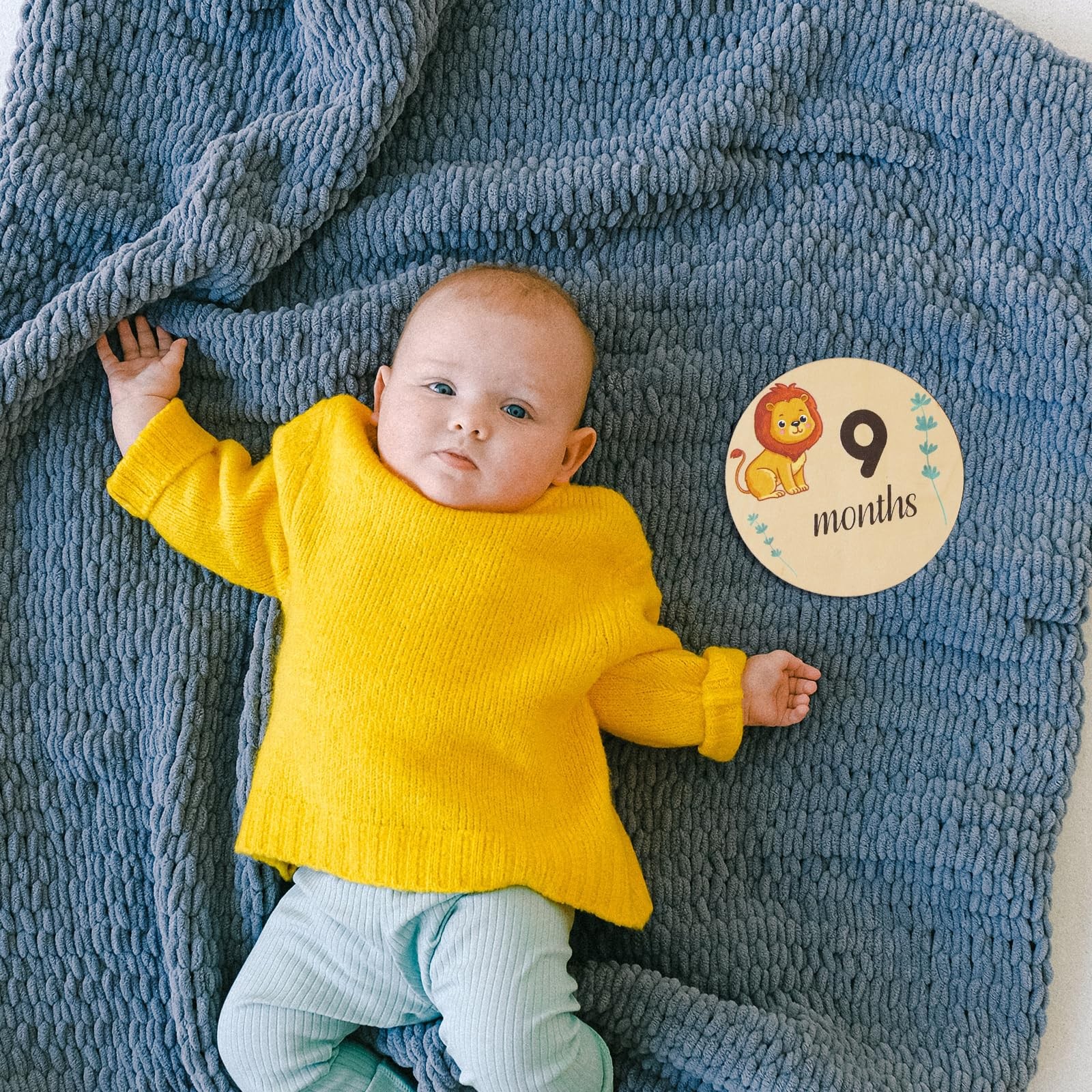 7 pieces monthly baby step cards, monthly wooden round card
