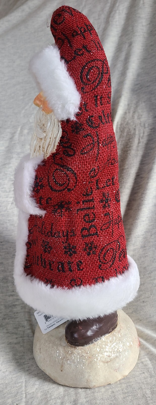 Christmas Santa Decor Paper Pulp Burlap Cape 16″ Holiday Cheer