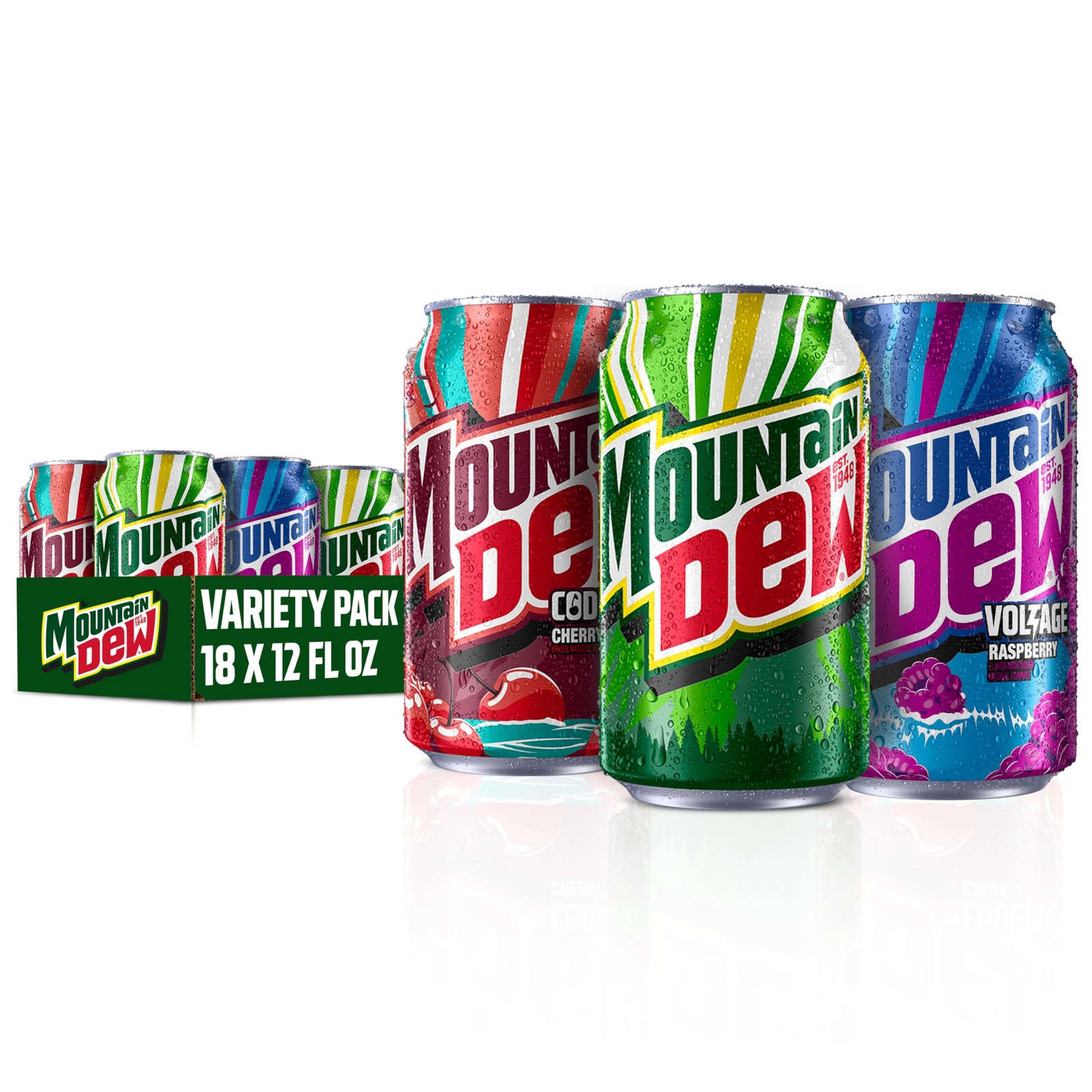 Mountain Dew 3 Flavor Core Variety Pack (Dew, Code Red, Voltage), 12 Fl Oz (Pack