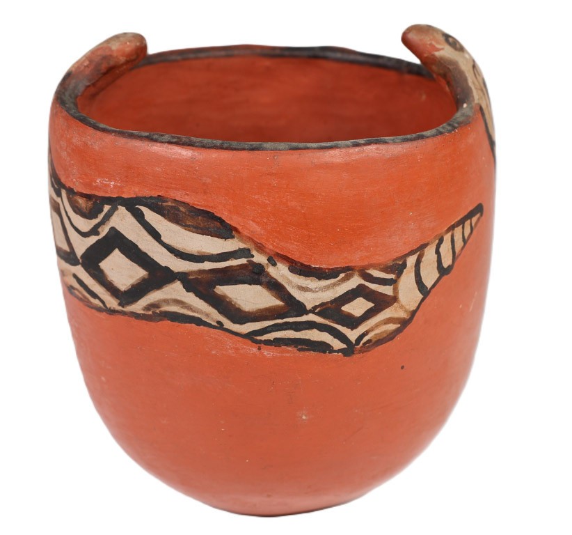 Maricopa Jar Pottery ca. 1910 Size 5.25″ H x 4.625″ D Red Clay Jar