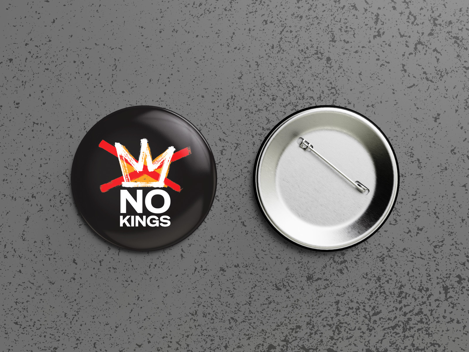 No Kings (Black) 2.25″ Pinback Button / Badge (LOT of 6 Buttons)