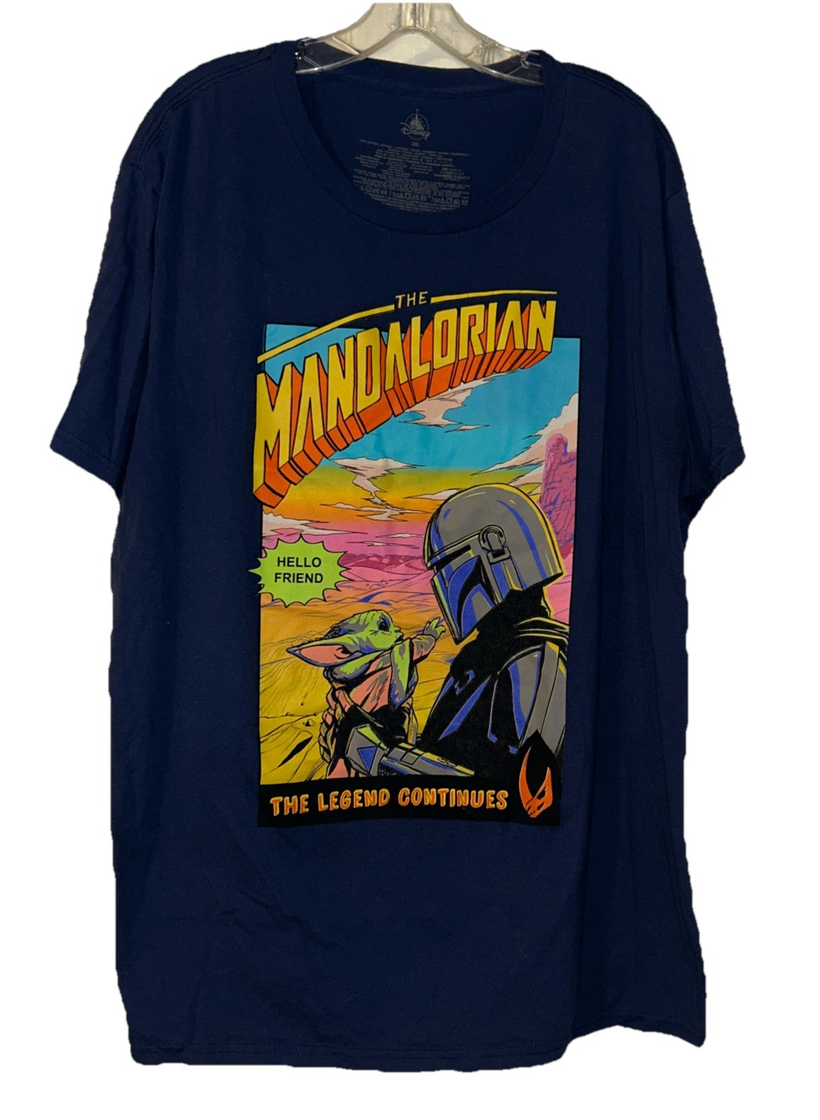 Disney Star Wars The Mandalorian Graphic Print “Hello Friend” Men’s 2XL Navy