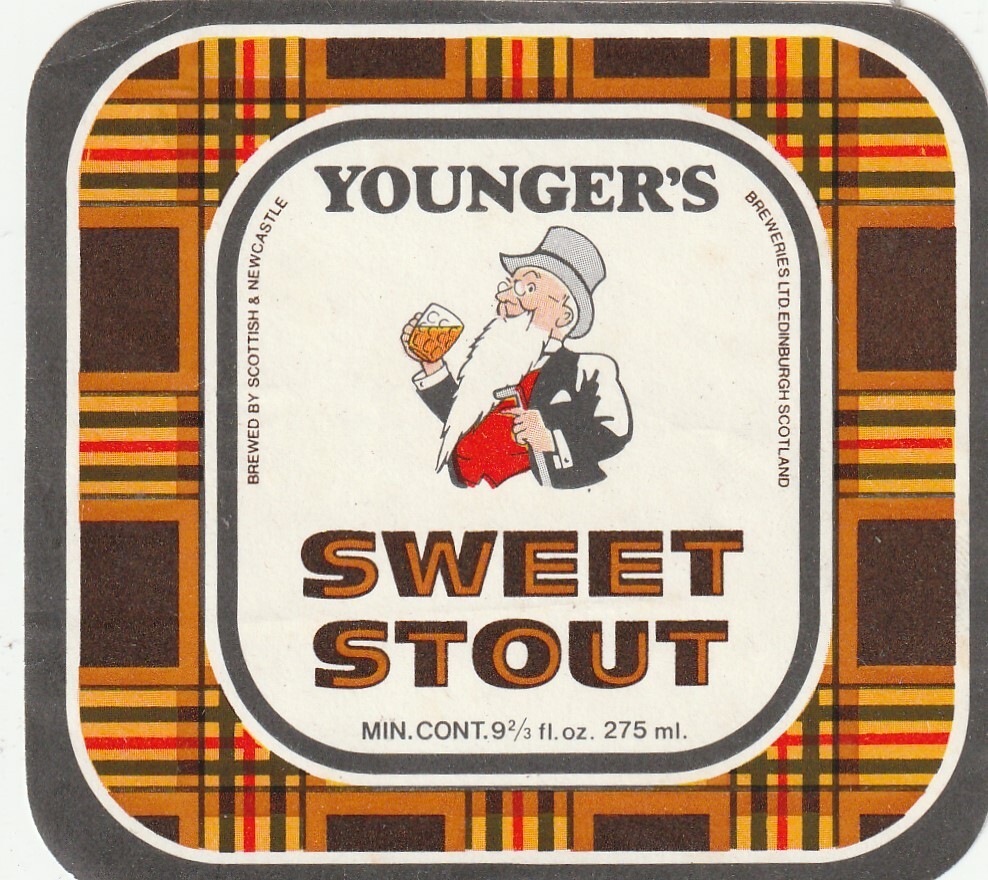 BEER BOTTLE LABEL – YOUNGERS BREWERY – SWEET STOUT (B)