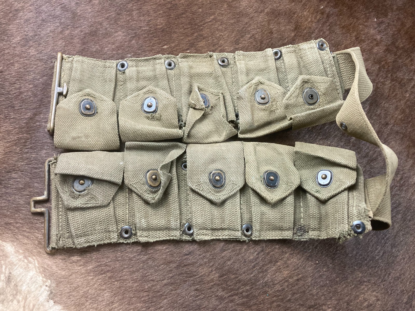 Korean War 1950s Era Olive Drab OD #7 M1923 Cartridge Belt for M1 Garand Rifle