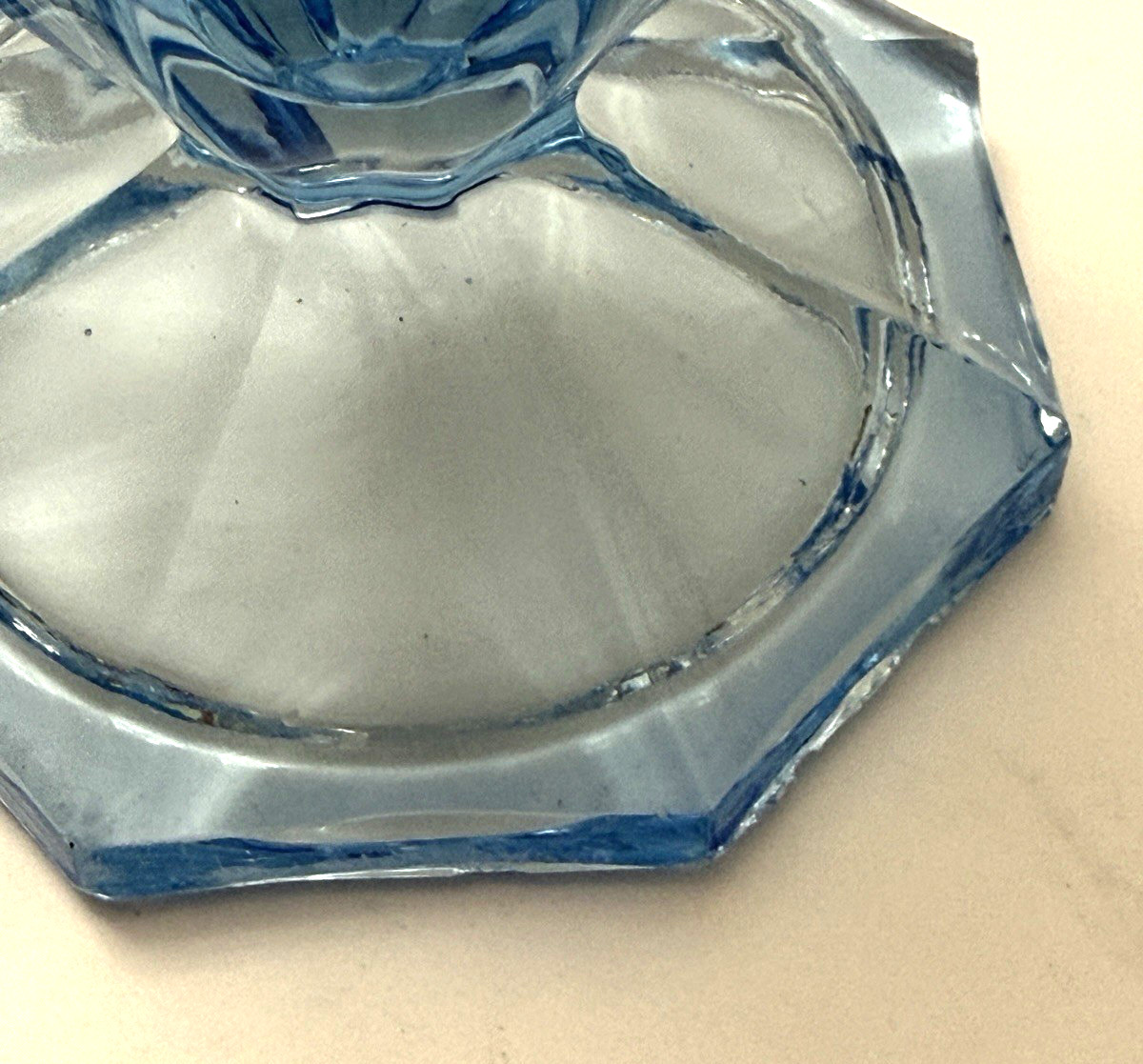 1930’s Art Deco Walther & Sohne Clear Blue Trafalgar Vase 8″h 8 Panel Germany