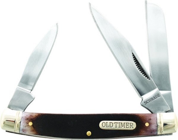 Schrade Old Timer Genuine Bone Middleman Folding Pocket Knife Clip Point Sheepsf
