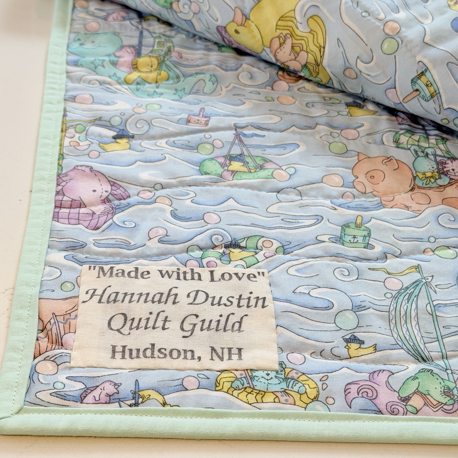 Handmade Quilt Nursery Cottage Quilt Whimsy Staging Baby Room Quilter Guild VTG