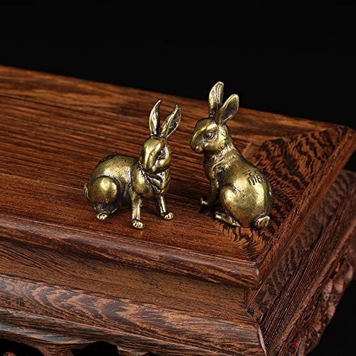 1 Pair Small Brass Rabbit Figurine Rabbit Statue Ornament House Animal Figurines