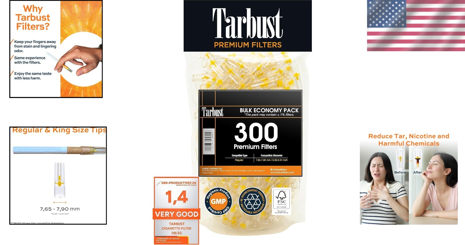 300 Cigarette Filters – Reduce Tar and Stains, Full Flavor Guaranteed