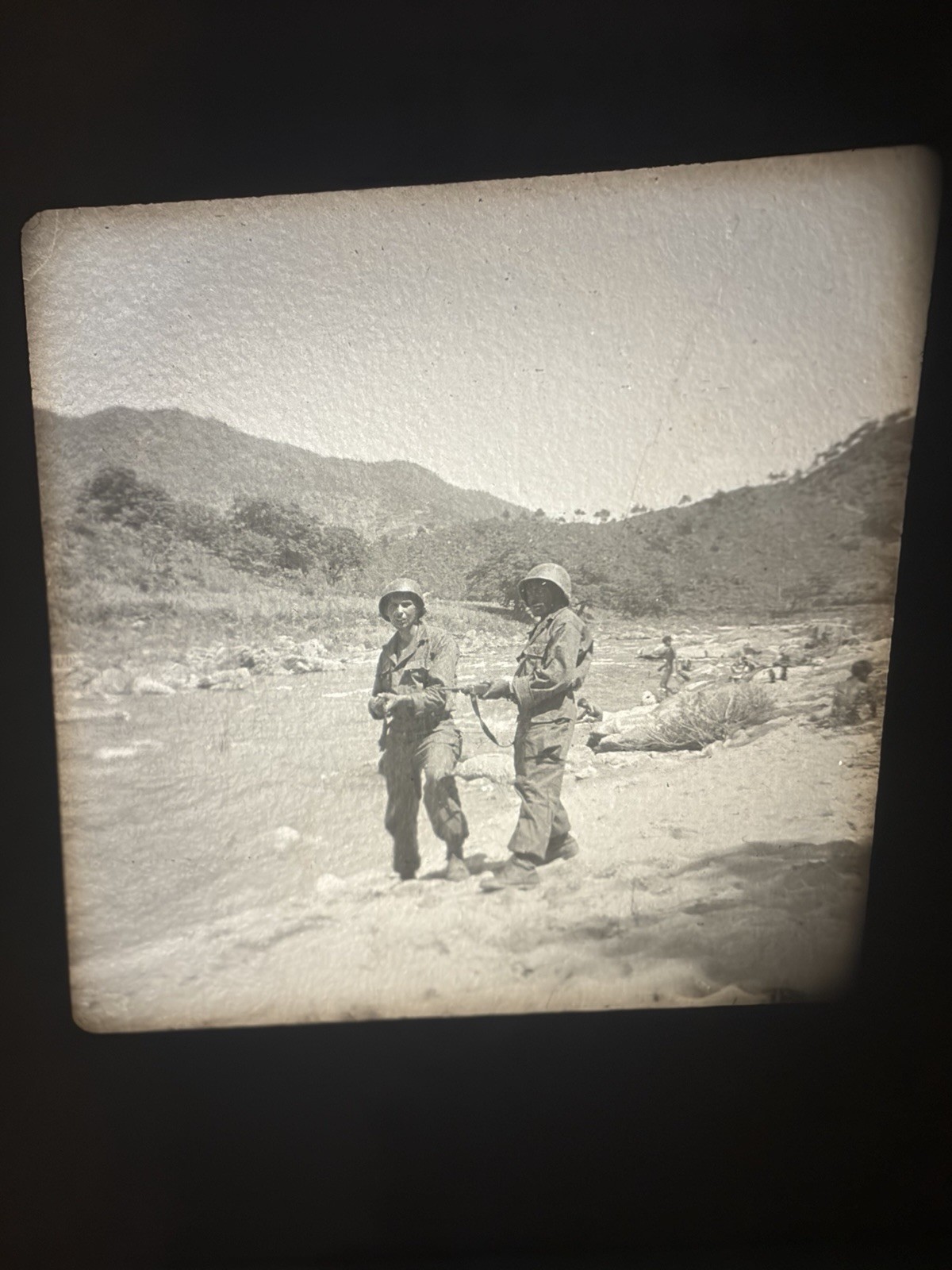 Korea 1950s 35mm Slide Korean War Soldier Military Guns 24th Infantry River