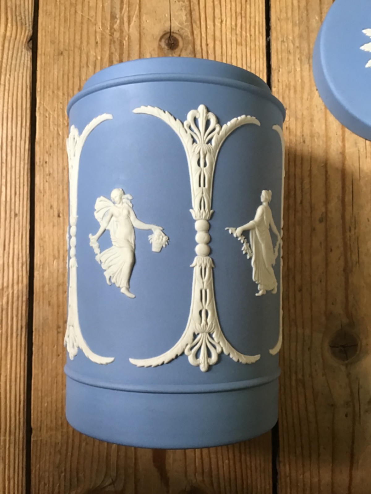 Wedgwood Jasperware Pale Blue Dancing Hours / Floral Girls box.