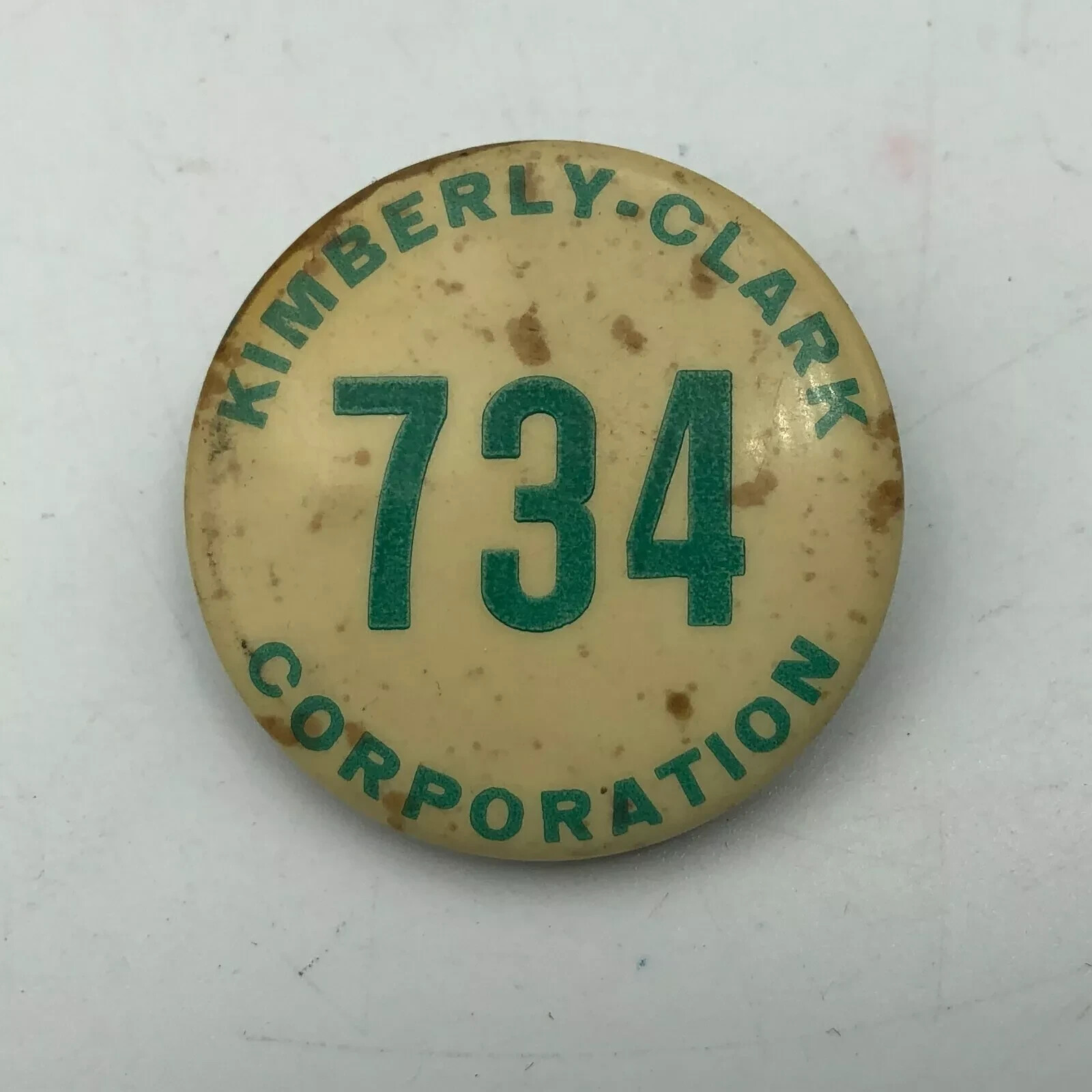 KIMBERLY CLARK Employee ID Badge Button Pin Pinback 734 Collectible Rare Scarce