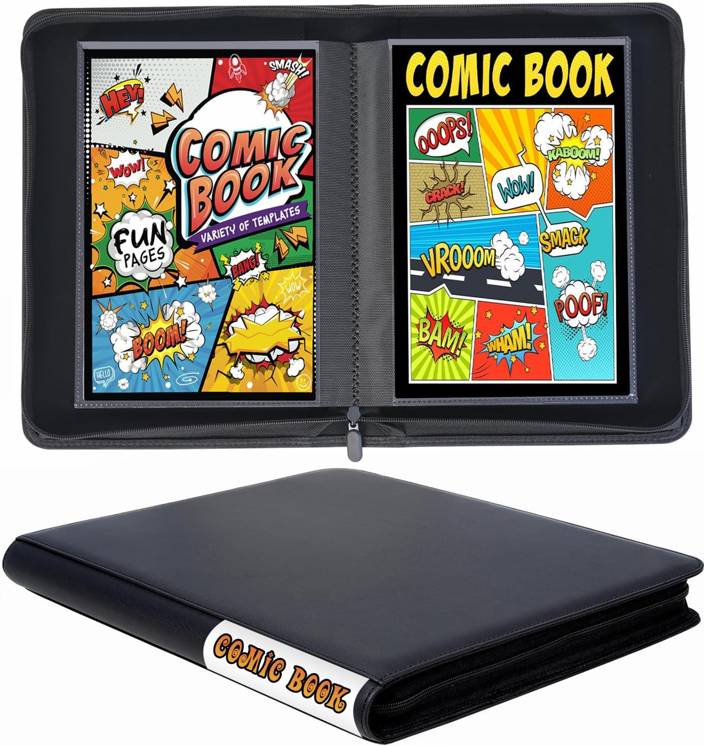Comic Book Binder, 24+ Pockets Comic Book Storage Album, Premium PU Leather Comi