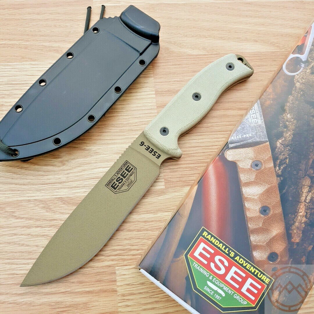 ESEE Model 6 Tactical Fixed Knife 5.75″ 1095HC Carbon Steel Blade Micarta Handle