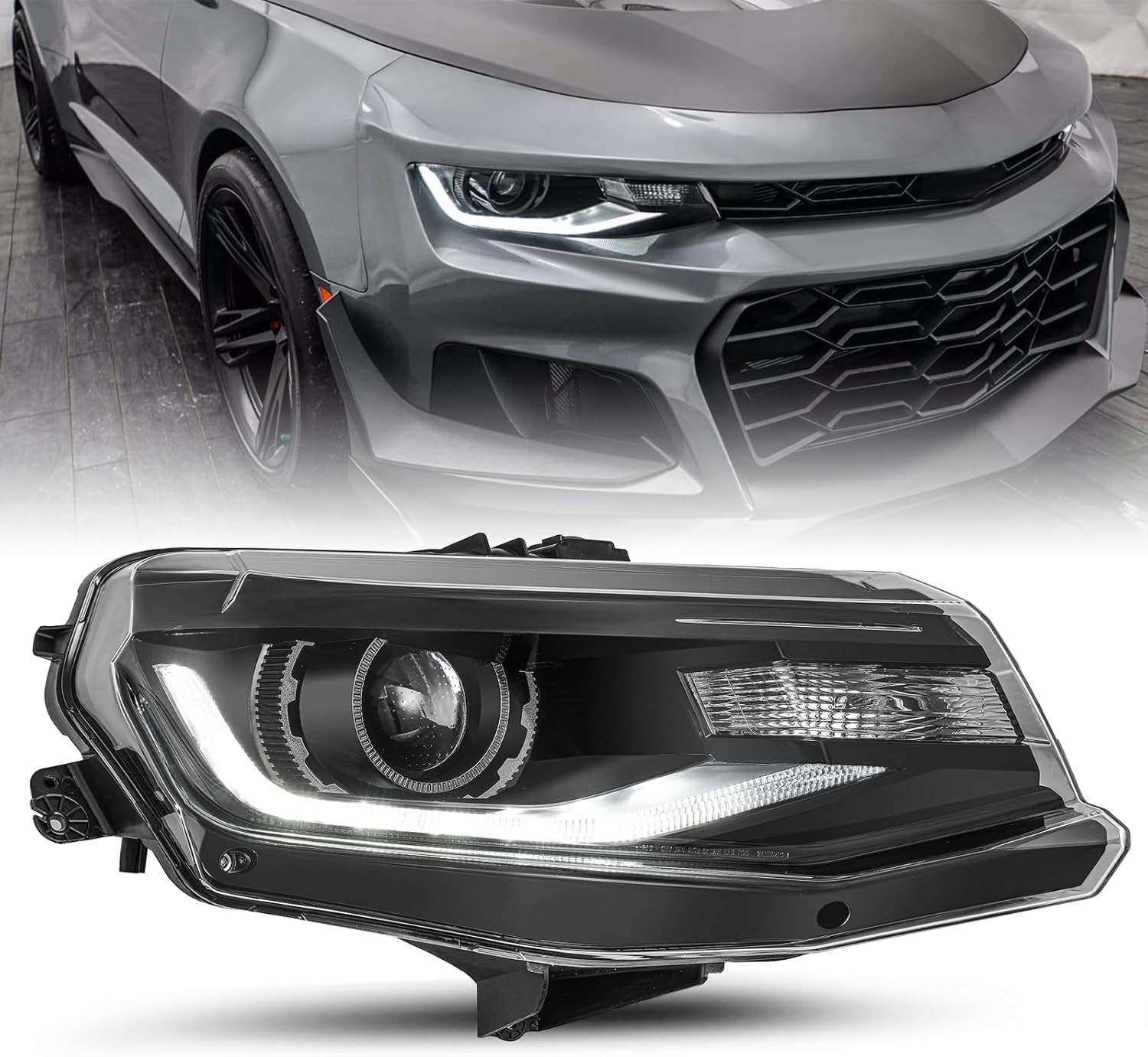 Headlight Assembly for 2016-2022 Chevy Camaro Hid/Xenon Type | W/Led DRL OE Styl