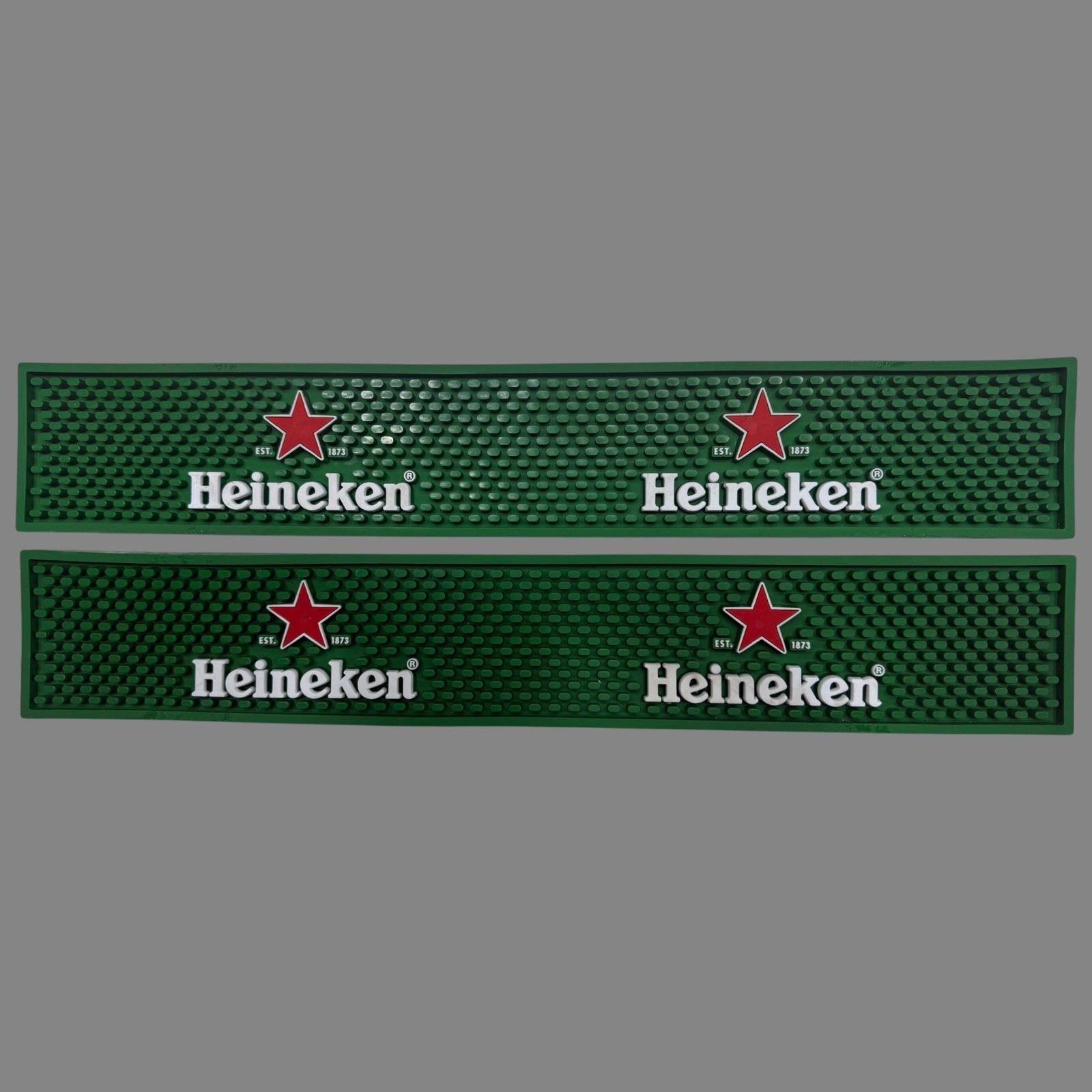 Heineken Beer Rubber Bar Drip Mat Double Red Star Logo Rail Runner 21”x 3.5” NEW