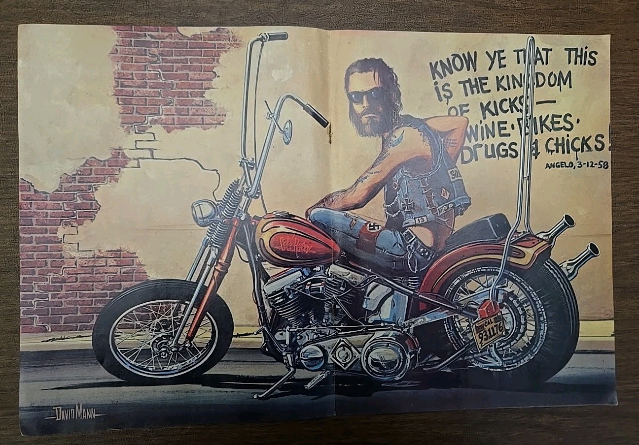 DAVID MANN EASYRIDERS CENTERFOLD RARE PRINT ART AD – 1973 “APE HANGER DAYS”