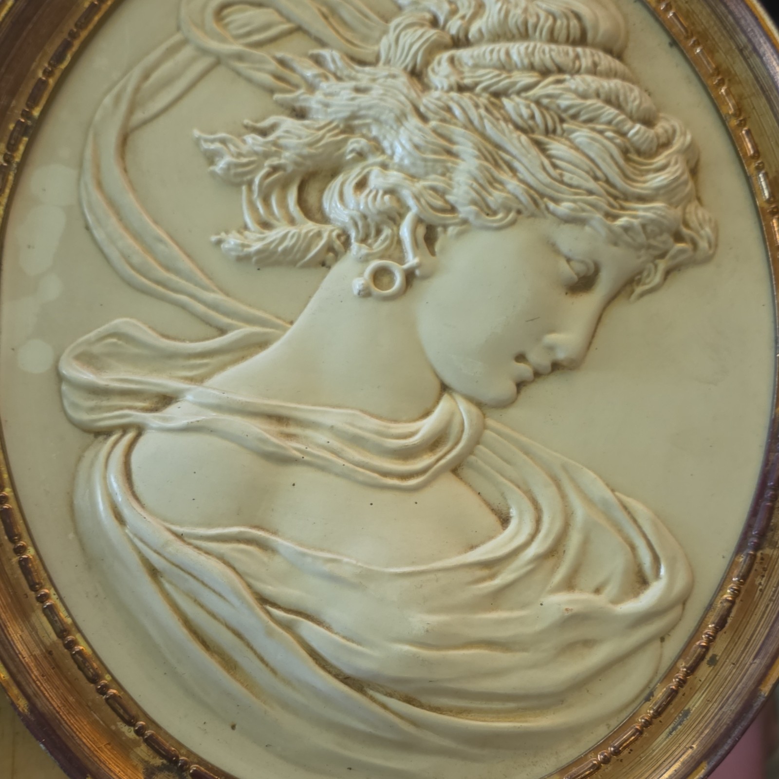 Turner Oval Relief Cameo Plaques Pair Mid Century Hollywood Regency