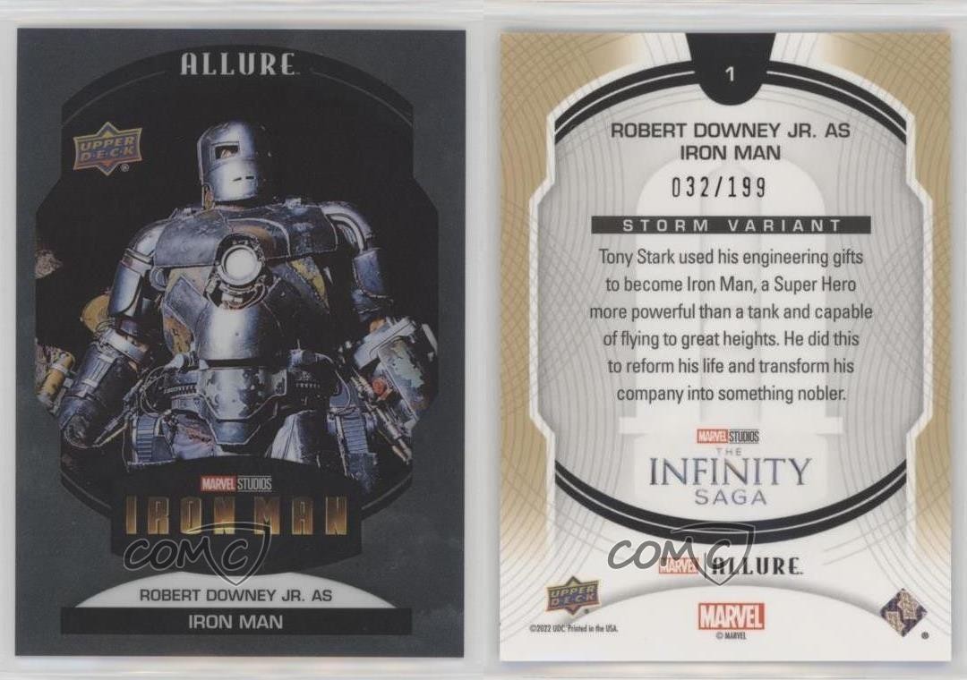 2022 Upper Deck Marvel Allure Storm 32/199 Robert Downey Jr as Iron Man #1 1v2n