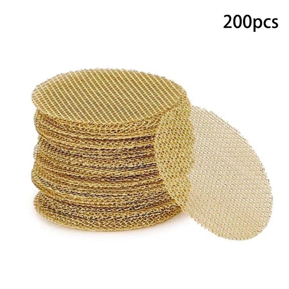 200Pcs 19mm Tabacoo Smoking Pipe Filters Gold Brass Round Mesh Filter Screens