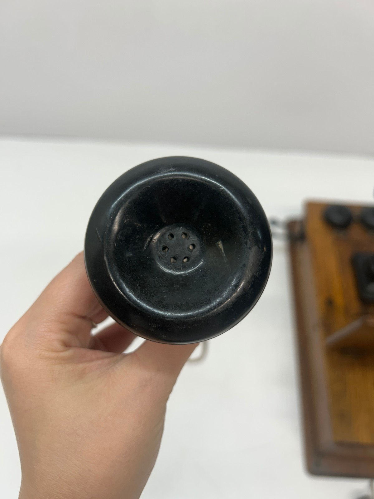Vtg Antique Hand Crank Wall Telephone Phone Wooden Wood Unbranded As Is