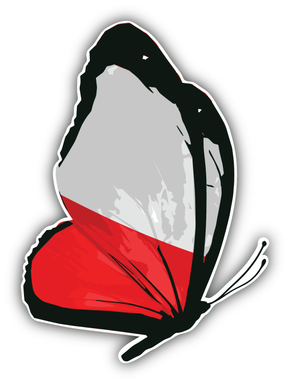 Poland Flag Butterfly Car Bumper Sticker Decal 4” x 5”
