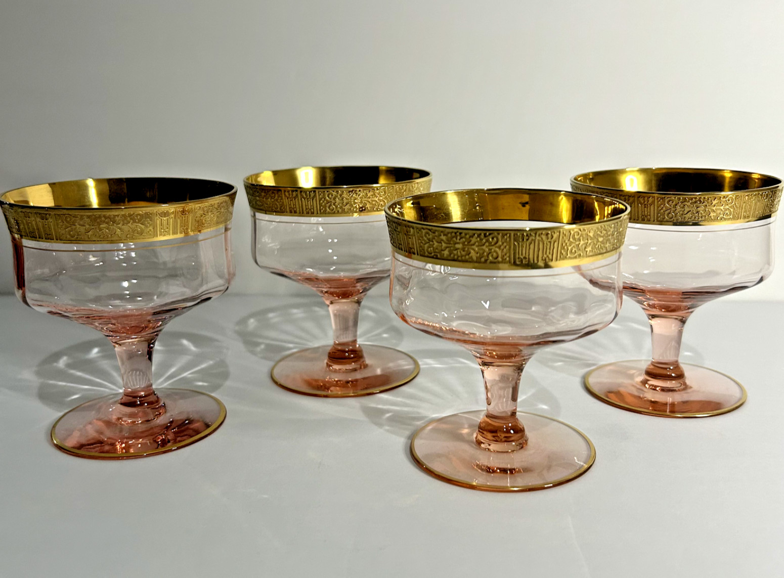 Tiffin Franciscan Valencia Rose Gold Encrusted Crystal Glasses Choose Your Set
