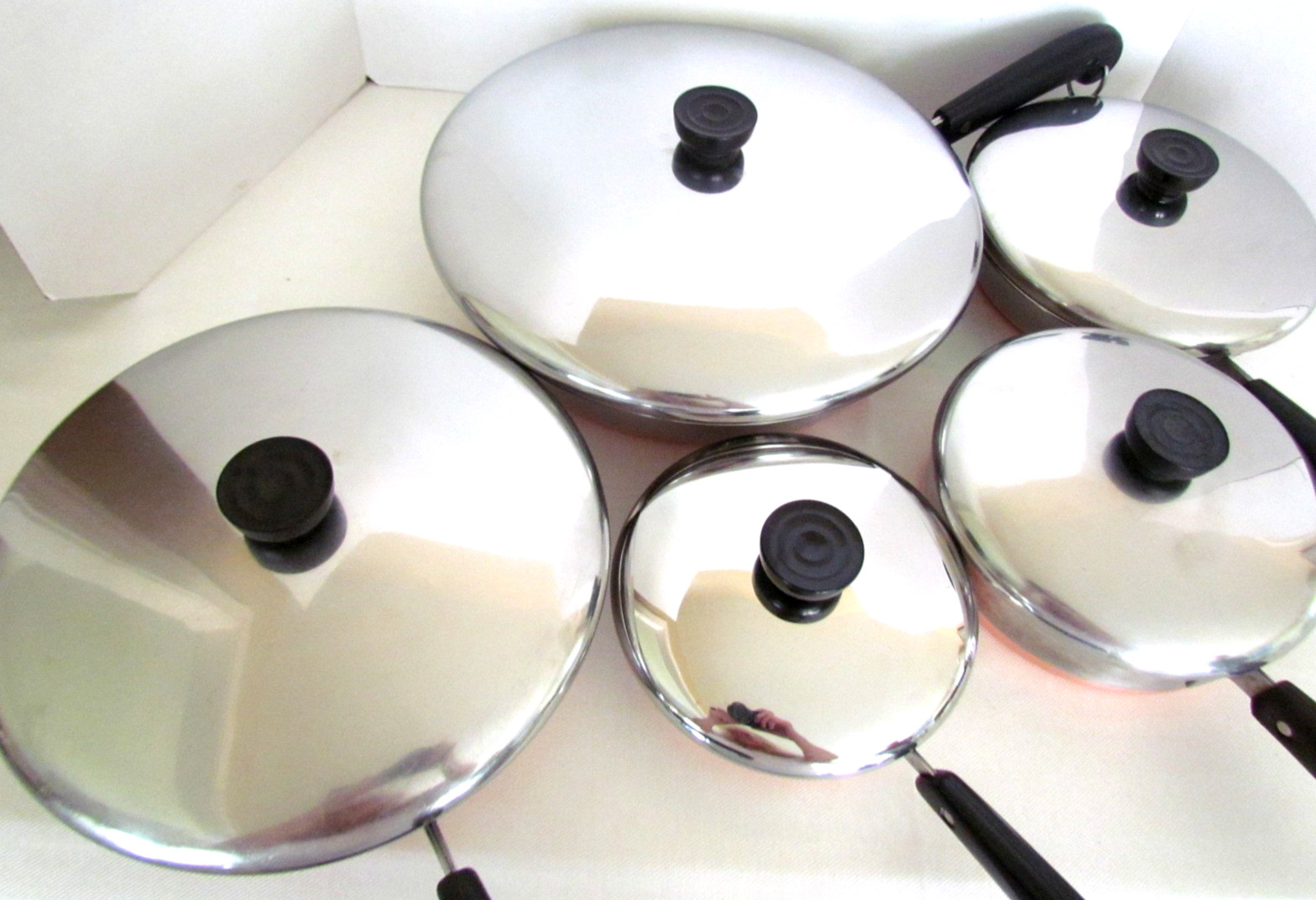 REVERE WARE PRE 68 SKILLET LOT FRYERS, SKILLETS PANS ORIGINAL LIDS EXCELLENT