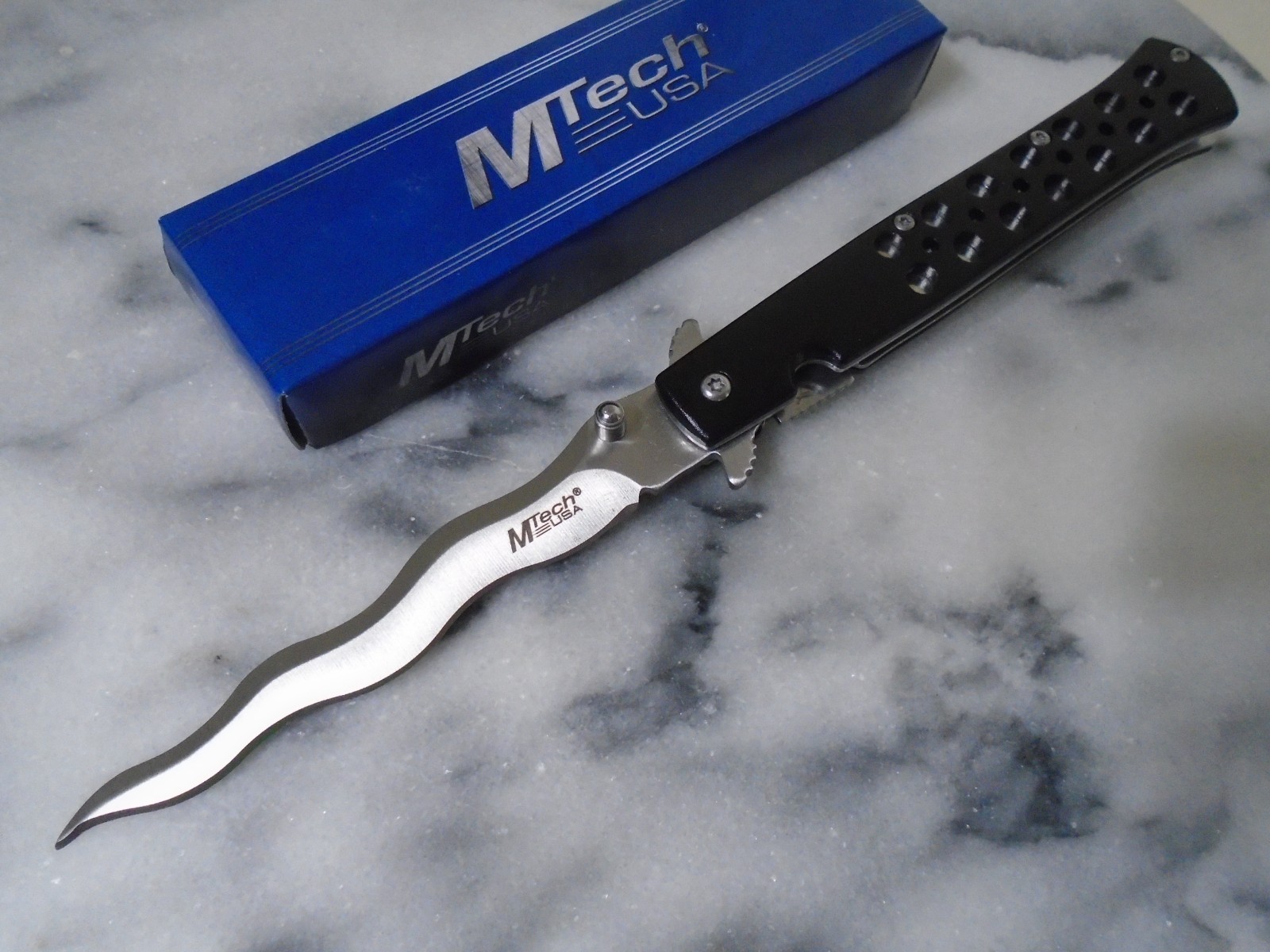 Mtech Assisted Open Black Kris Stiletto Pocket Knife Folding Dagger MT-A2042WB