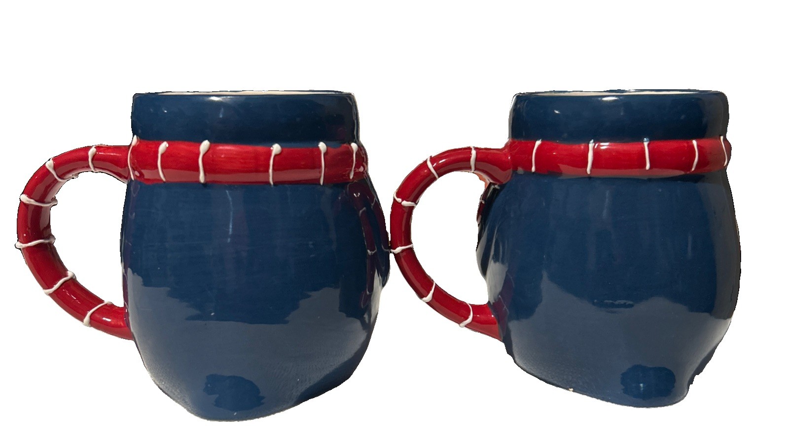 Wondershop Earthenware 3D Blue Penguin with Red Scarf Coffee Mugs Set (2) 16oz