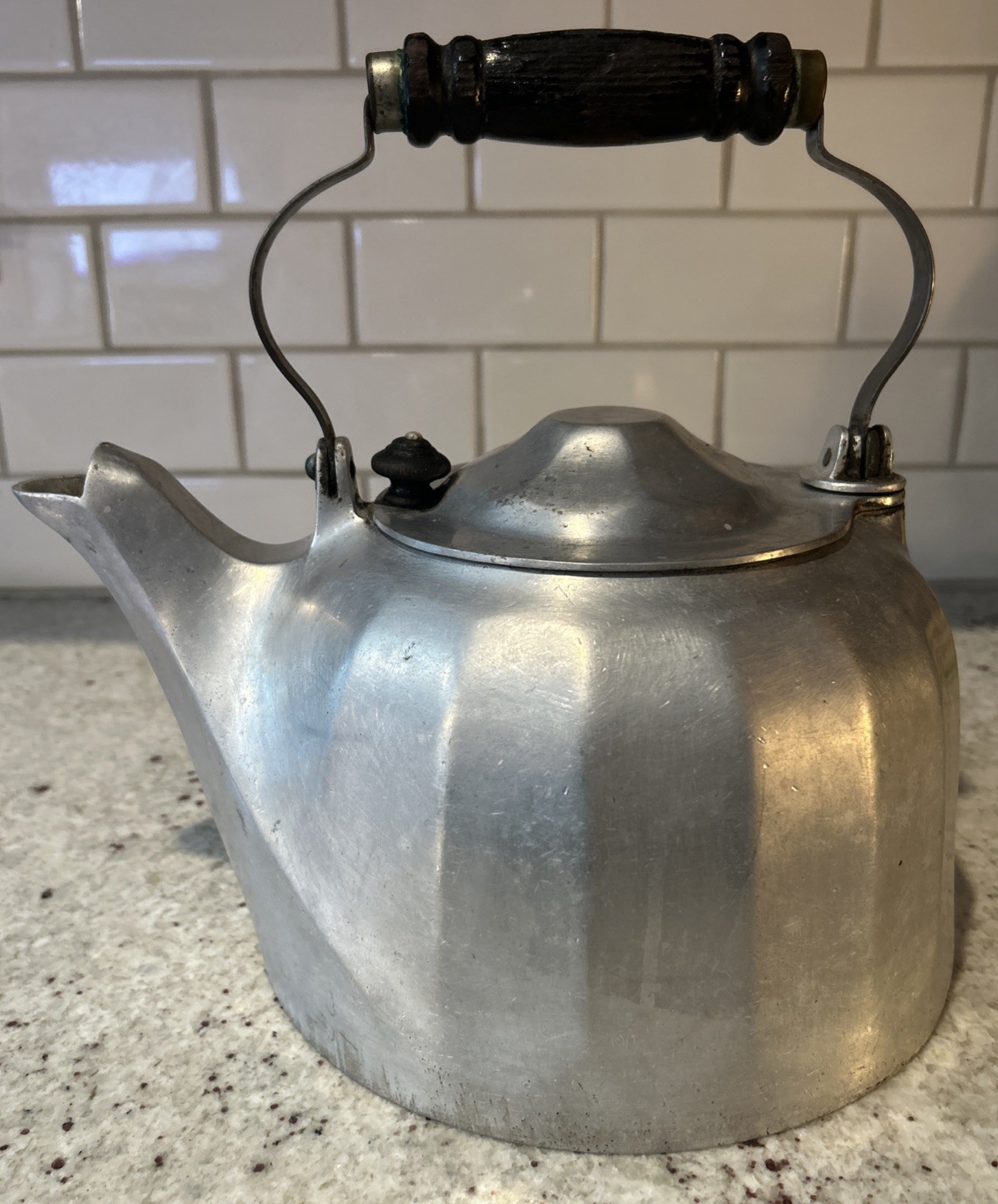 1902 Wagner Ware Sidney O 6qt Colonial Tea Kettle 8 Aluminum Wood Handle- Read
