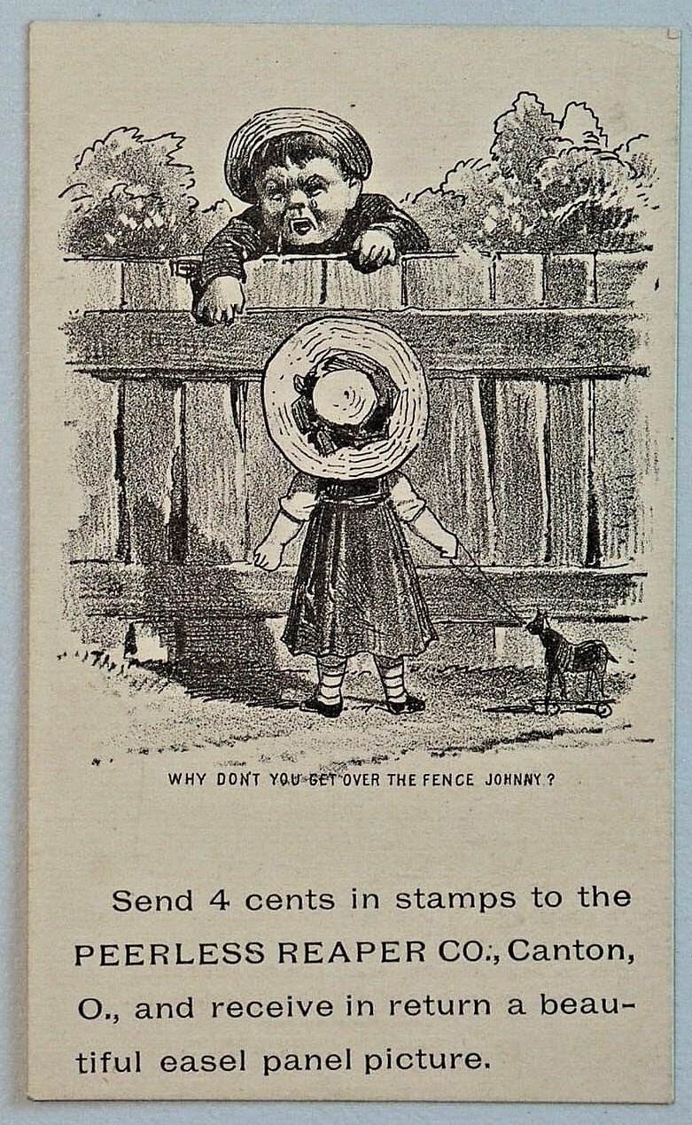 Peerless Reaper Co Front Cut Mowers Canton Ohio Antique Advertising Trade Card