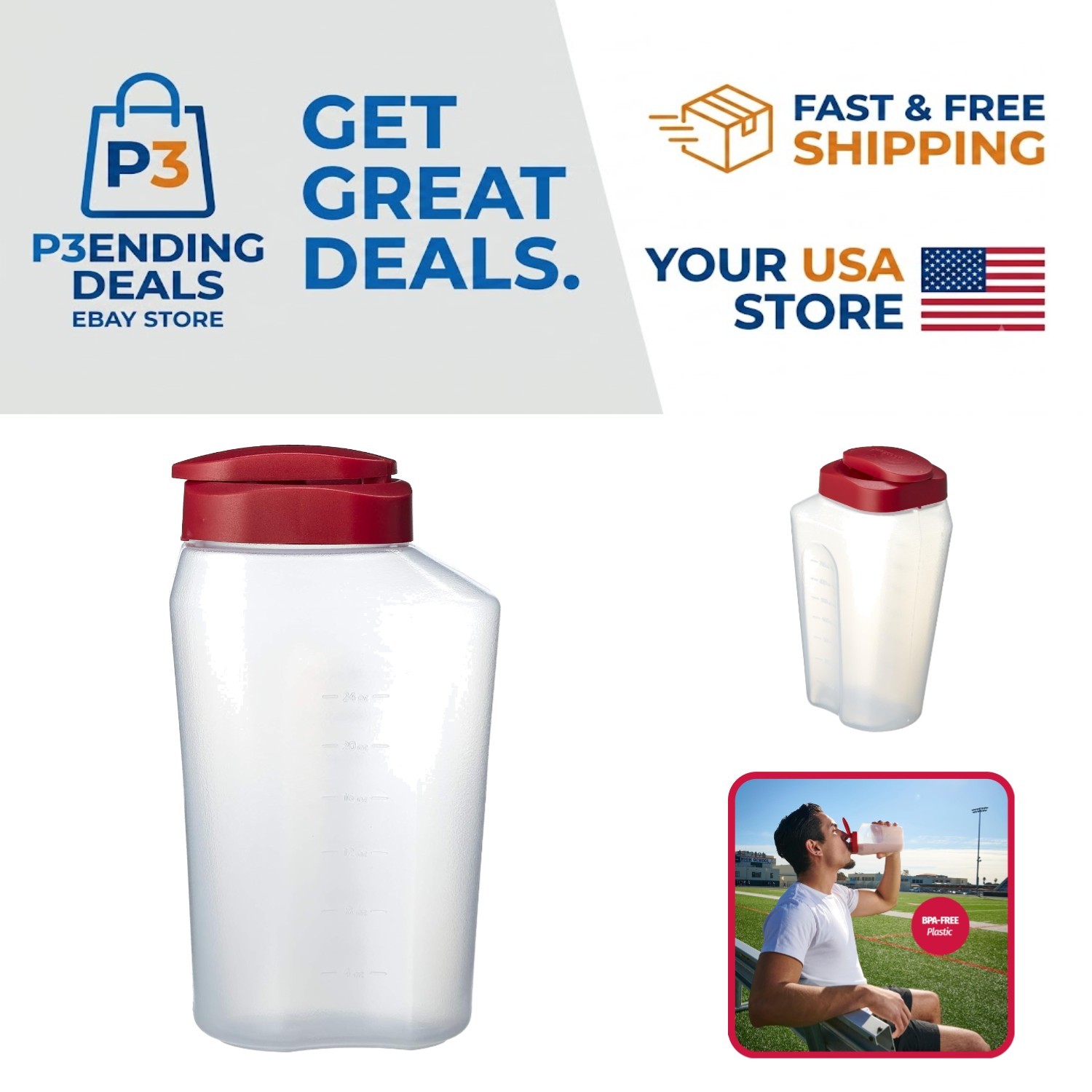 Clear 1 Quart Pitcher with Easy-Pour Snap Lock Lid – Durable & BPA-Free